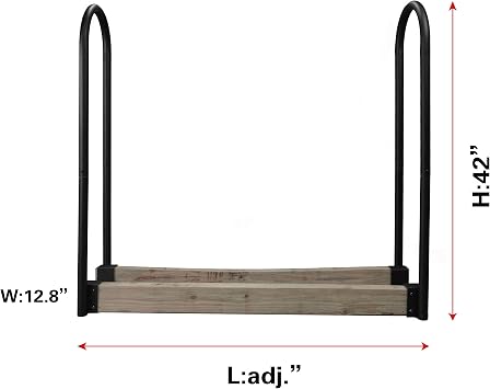 Fire Beauty Firewood Log Rack Adjustable Bracket Kit, Fireplace Wood Storage Holder,Black Powder,Coated Steel, Outdoor and Indoor(Adjustable)