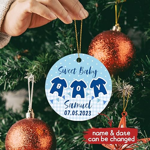 Vista 22 de Adornos de Navidad, adorno de árbol de Navidad de camión rojo, adorno de Navidad personalizado de camión rojo, adorno de Navidad de Feliz Navidad