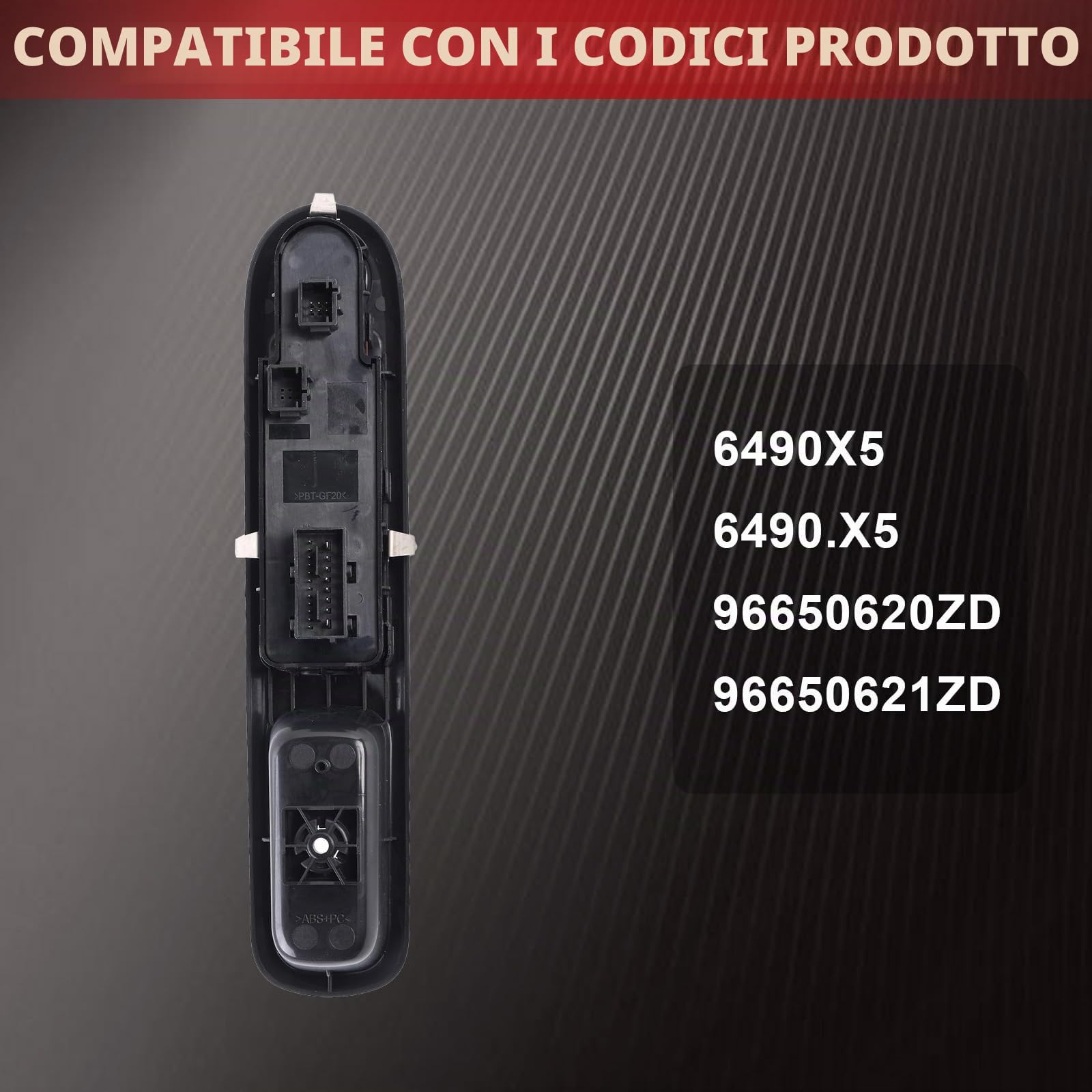Interruttore alzacristalli elettrico Flydida, interruttore alzacristalli elettrico anteriore sinistro adatto per 3008 5008 Wagon 2009-2015 codice articolo 6490X5 6490.X5 96650621ZD 96650620ZD manuale