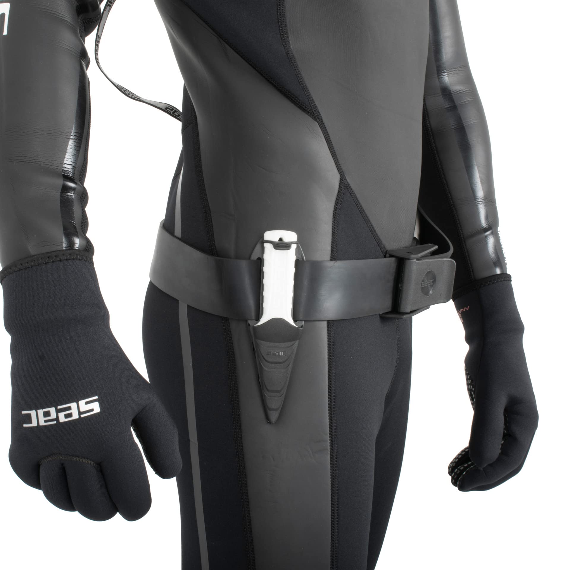 Seac Samurai, Tauchermesser für das Speerfischen und Tauchen, Unterwasserdolch mit Klettband