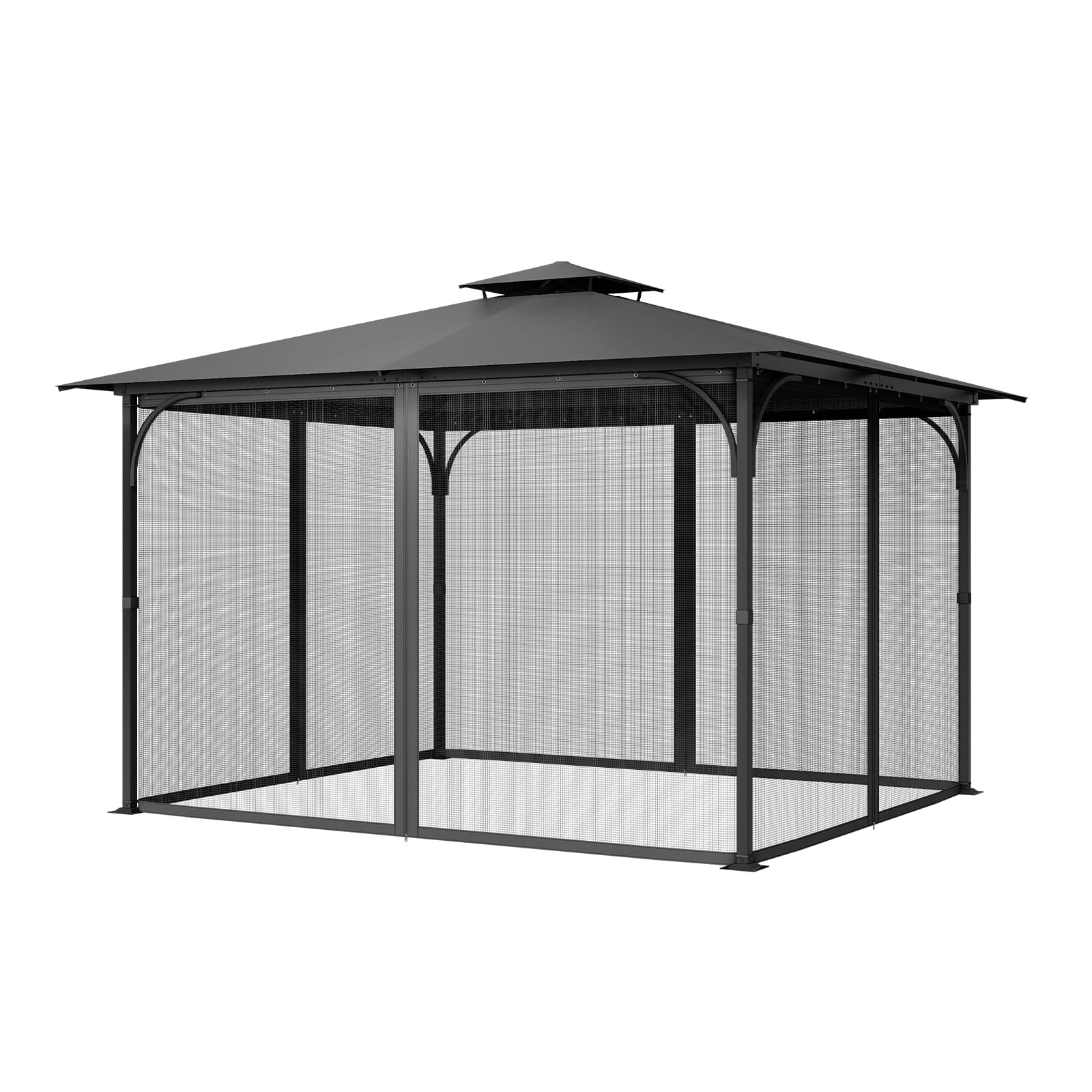 VEVOR Rete di Ricambio per Gazebo, per Gazebo 304,8 x 396,2 x 207,3 cm Rete Anti-Moscerini per Patio, Tenda per Esterni a 4 Pannelli, con Doppia Cerniera, Schermo per Baldacchino, Solo Rete, Nero