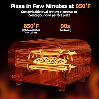 Vista 4 de Pizza Oven Indoor,pizza maker,Makes 12 Inch Pizzas in 90s at 850°F,Countertop Electric Pizza Oven with Continuous Baking Without Reheating,Pizza