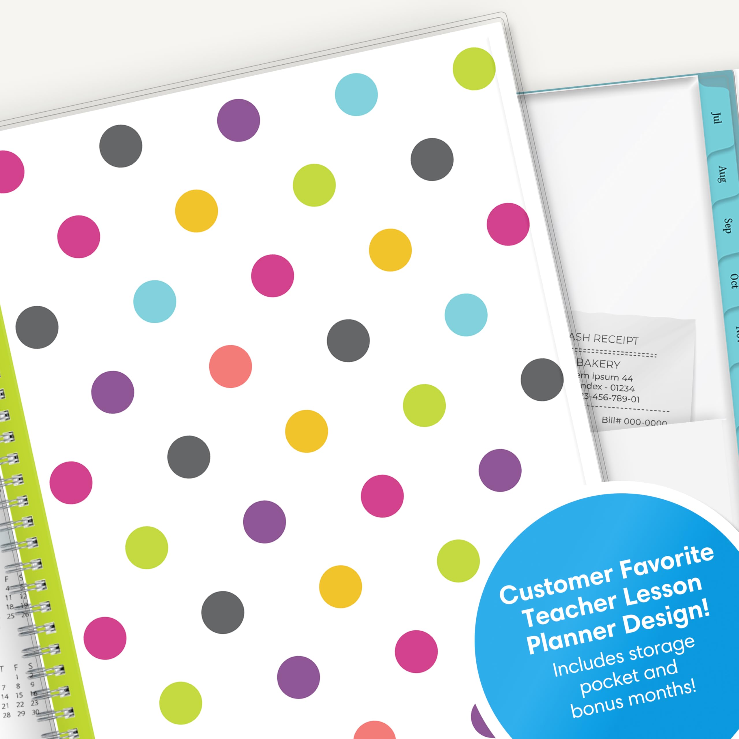 Blue Sky 2025-2026 Weekly and Monthly Academic Year Lesson Planner Kalender, Juli 2025 - Juni 2026, 8.5" x 11", Flexible Abdeckung, Wirebound, Laminated Tabs, Storage Pocket, Dots