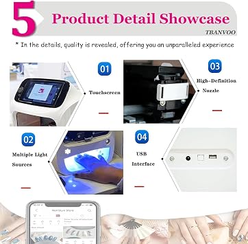 Smart 3D Nail Printing Machine, Digital Mobile Art Printer, Support WiFi/App/DIY Nail Painting Machine, 10s Done, Portable Nail Printer Machine for Beauty & Personal Care