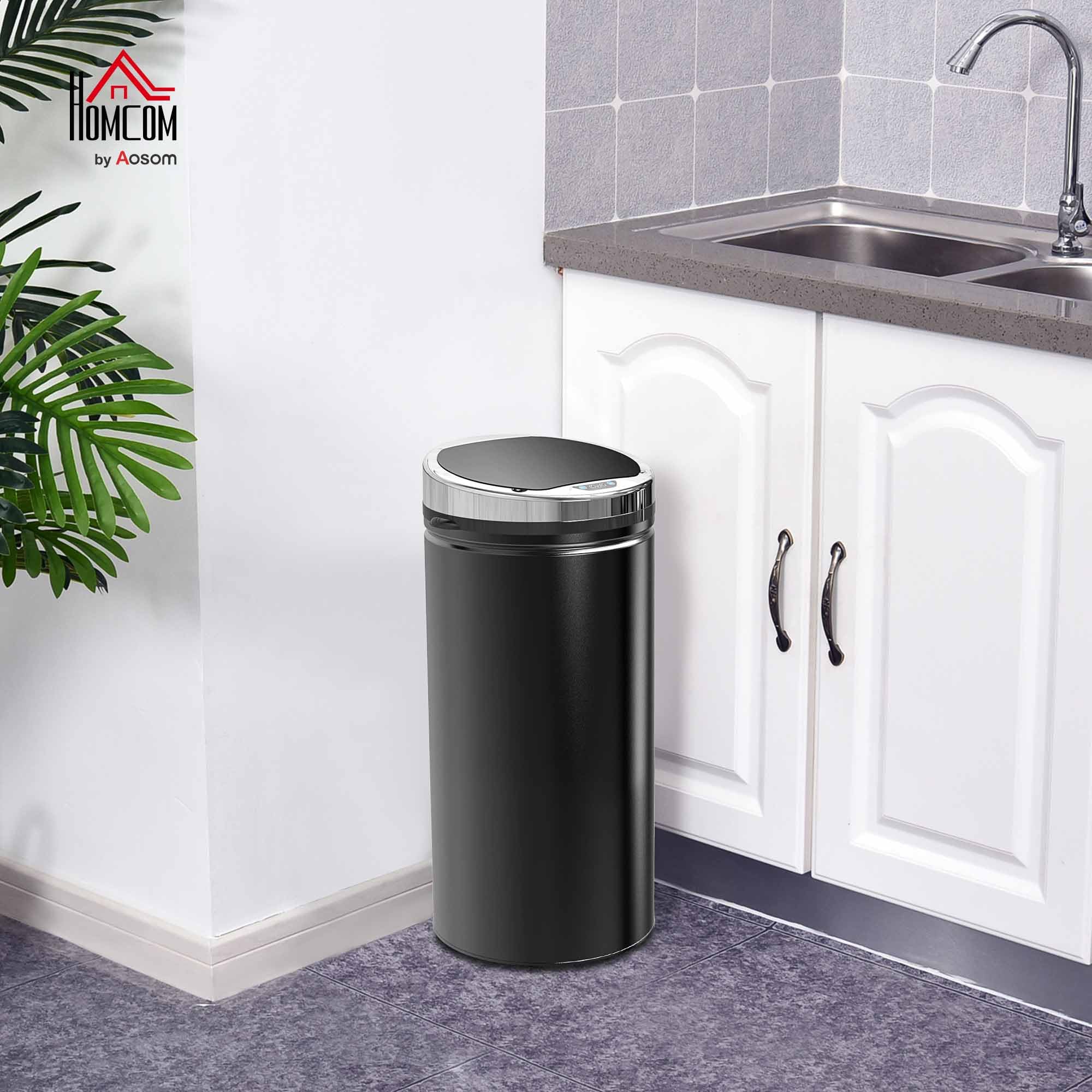 HOMCOM Sensor Mülleimer 42L mit Inneneimer für Küchen Büro Schwarz | Automatischer Mülleimer, Abfalleimer, Bewegungssensor, Abfallbehälter, Müllbehälter, Schlafzimmer