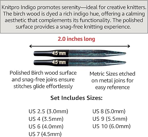 Miniatura 2 de KnitPro Juego de mini agujas intercambiables de madera índigo de 2 pulgadas con bolsa de proyecto