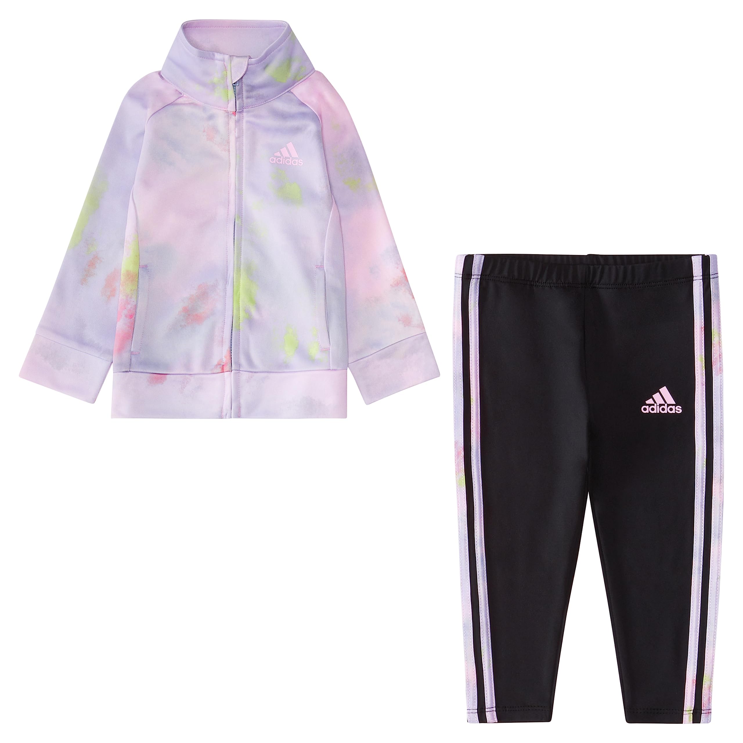 adidas 2-Piece Long Sleeve Printed Jacket & Legging Set Leggings, Azul Maravilla, 18 Months para Niñas
