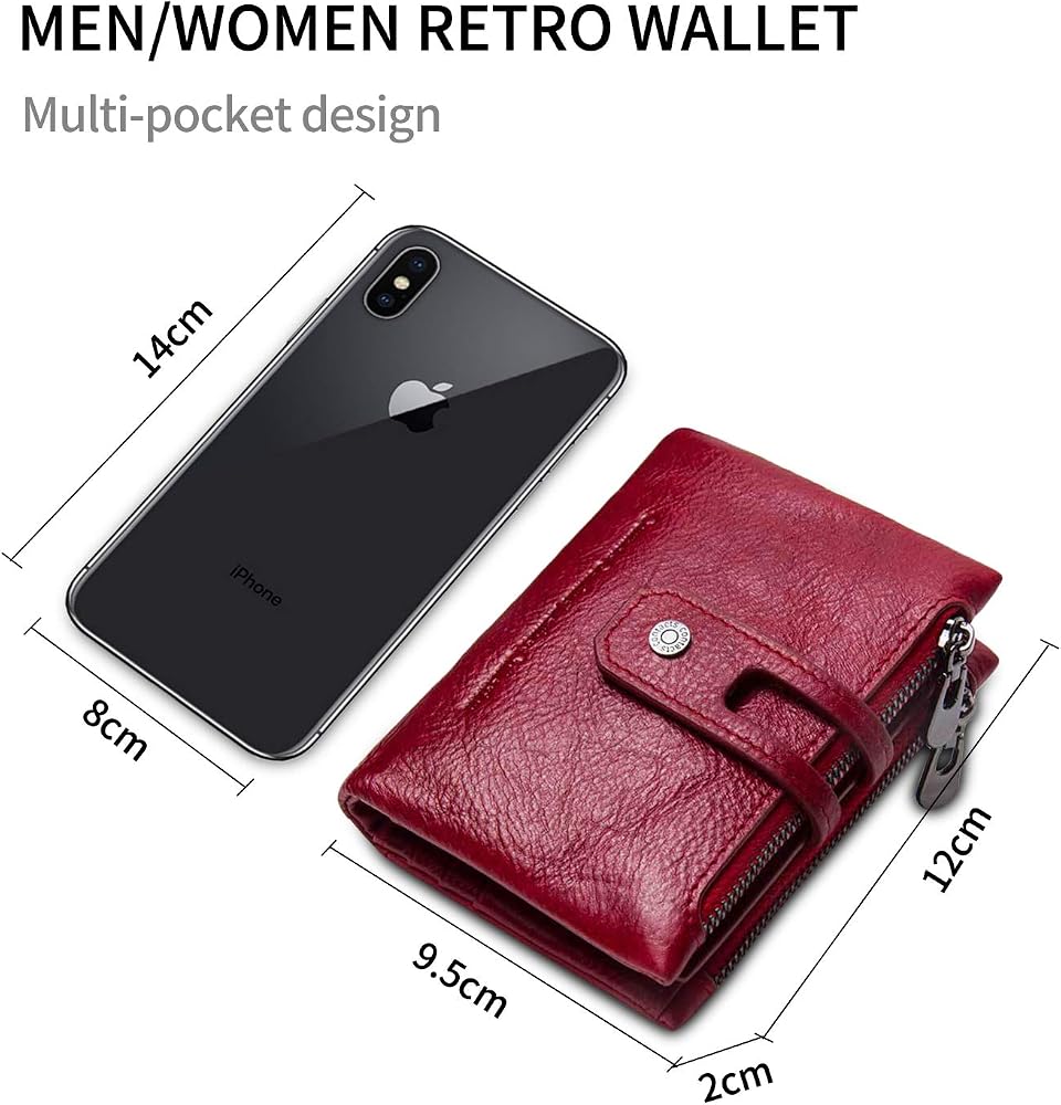 Amazon.com: FLO-MOTOR Short Wallet Men Women Genuine Leather Purse