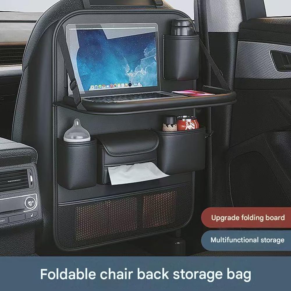 Auto Rücksitz-Organizer für Ford Mondeo/Turnier | Premium Leder Autotasche Rücksitztasche Kinder mit Klapptisch Tablet-Halterung