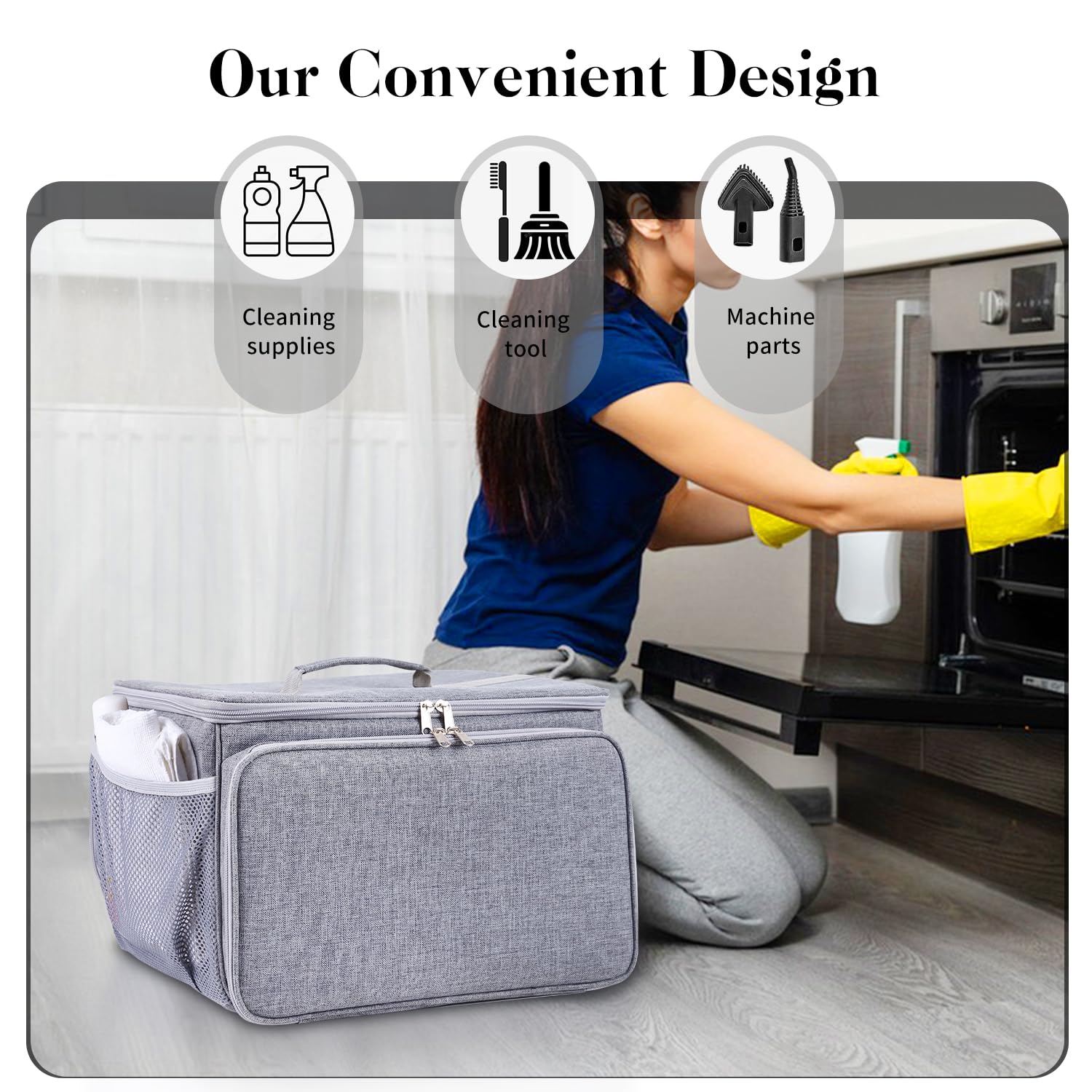HOMSMILE Carry Bag Compatible with Dupray Neat Steamer for Floors,Dupray Neat Steam Cleaner Organizer Steam Cleaner Protective Cover Adjustable Compartments Steam Cleaner Storage Bag(Case Only!)