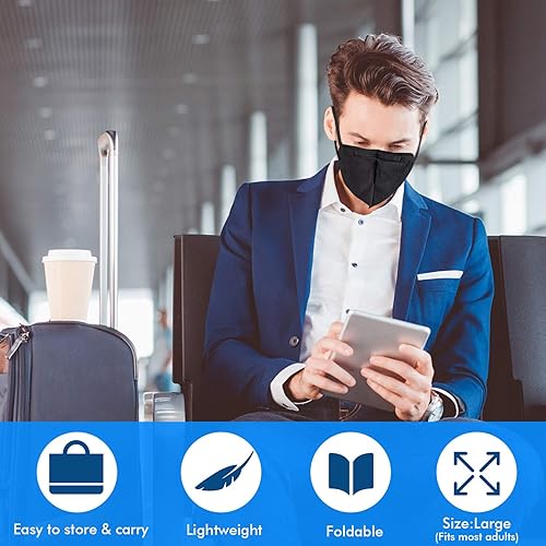 Miniatura 3 de Enlove Paquete de 50 mascarillas KN95 negras, 5 capas de eficiencia de filtro ≥95%