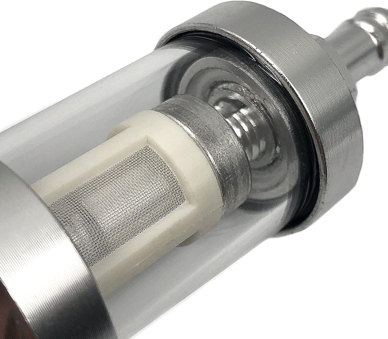 FainWan 2pcs 5/16 inch 9747 Inline Fuel Filter With Clear View Glass And Chrome Hose Barb