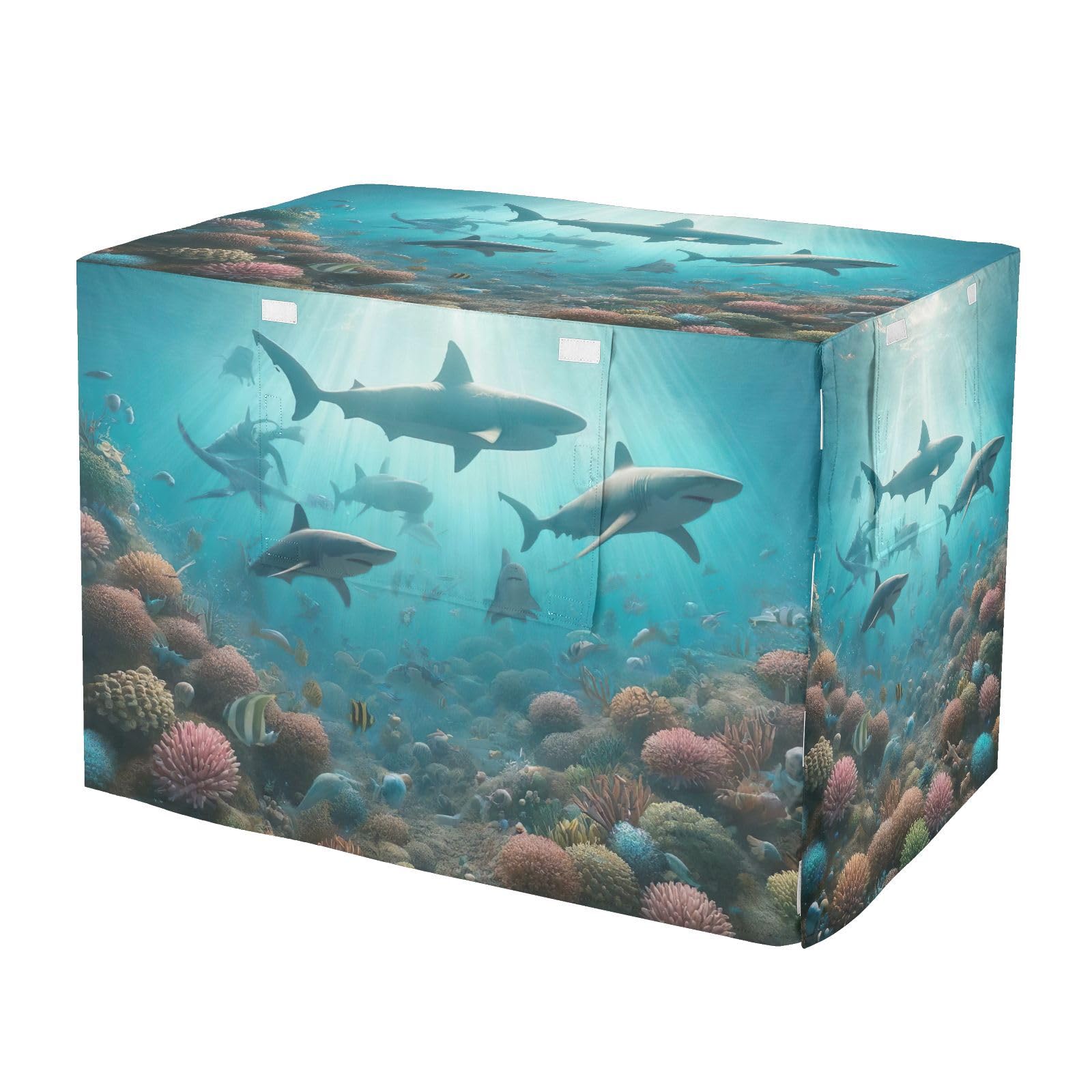 Housse de cage XL requins pour le calme de votre chien au salon