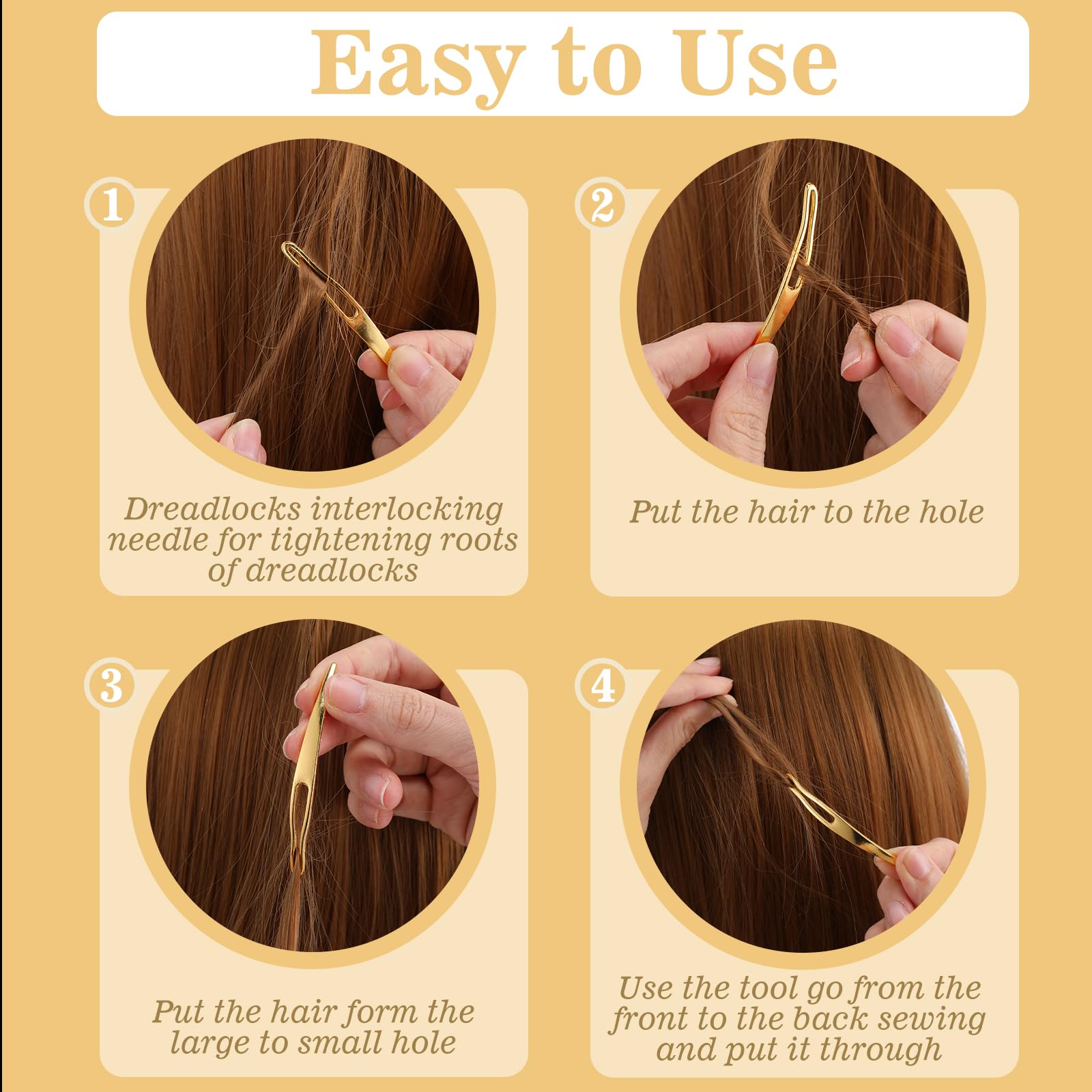 3PCS Dreadlock Accessories,Ymapinc Loc Pin for Dreads Crochet Hooks for Care and Tightening Hair Braiding Tools Hair Accessories Gold Silver Rose Gold - Image 3
