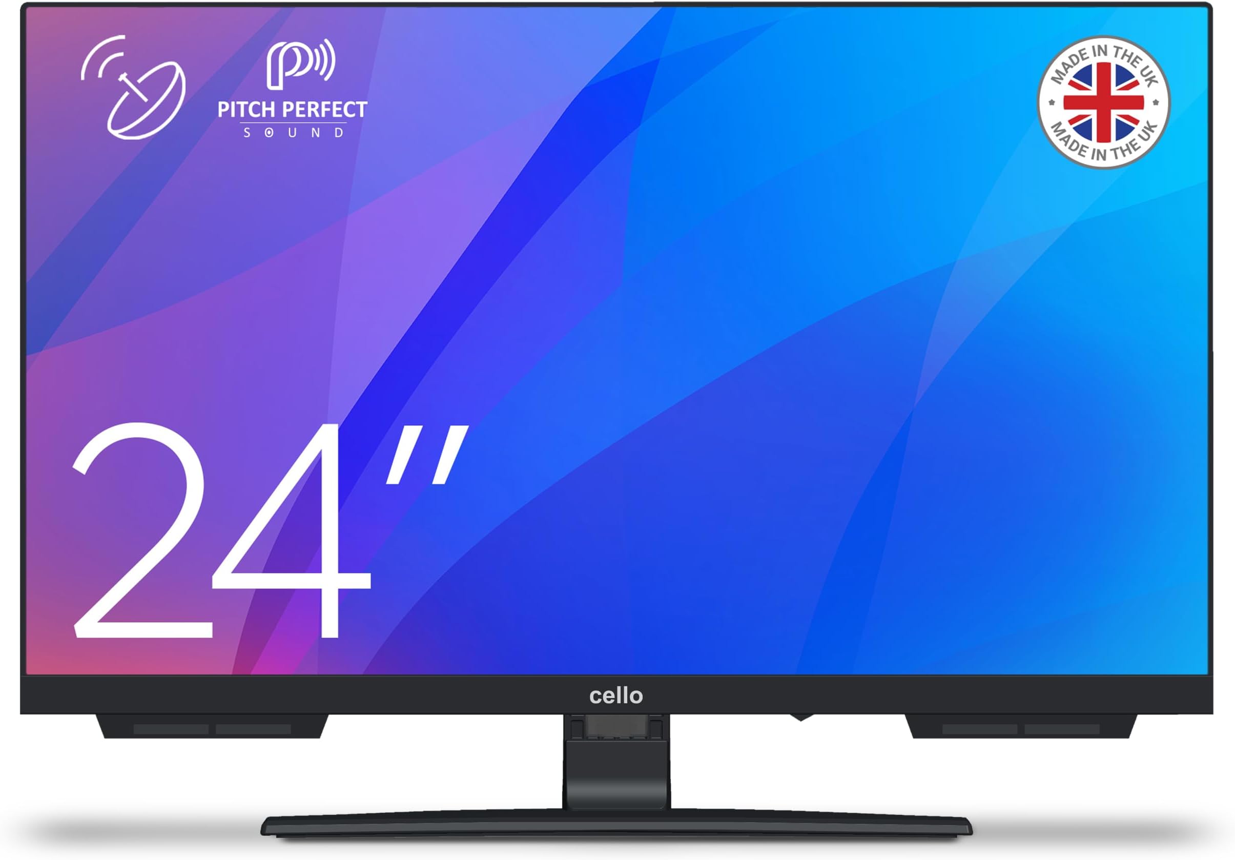 Cello 24 inch LED TV C2424SH with Freeview & Satellite, Easy Setup Mains Powered, Non-Smart, USB Record from Live TV, Frameless Style, Pitch Perfect Sound, Made in the UK