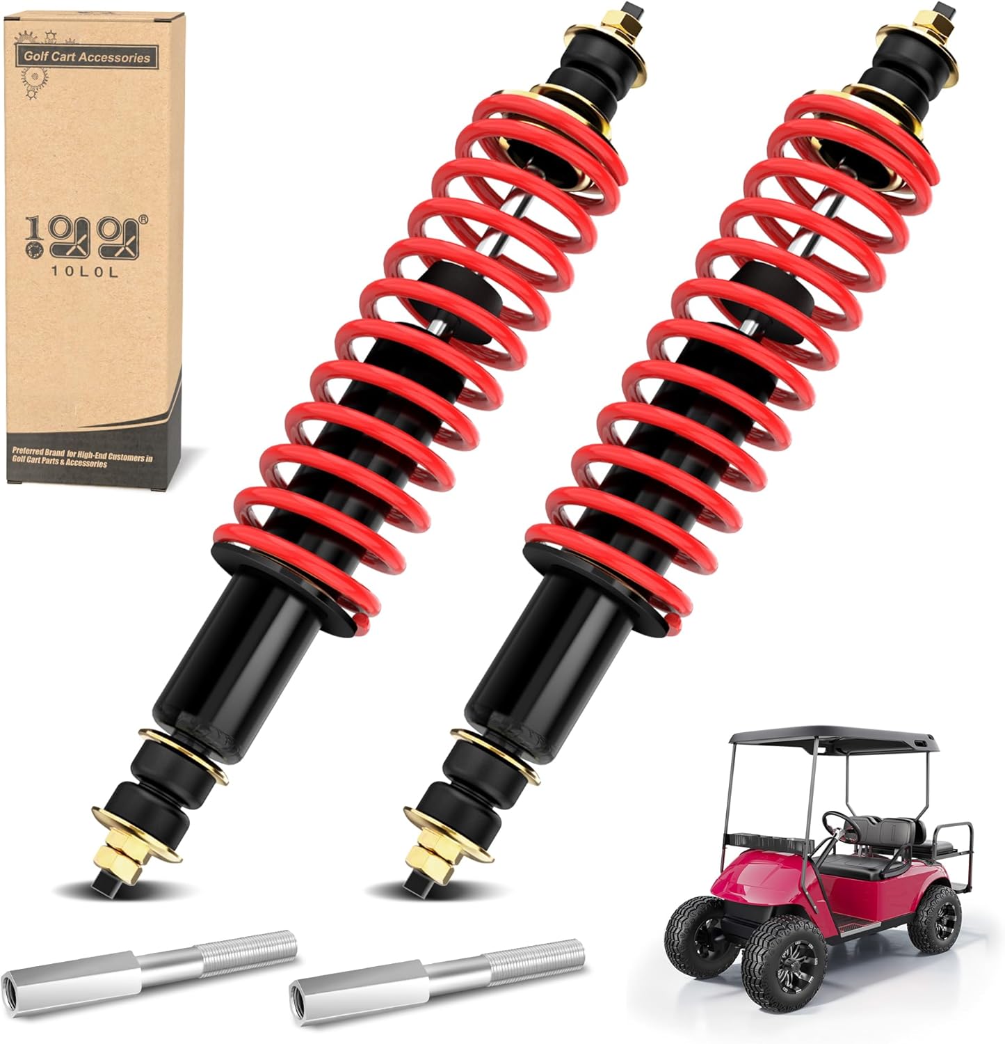 10L0L Heavy Duty Coil Springs Golf Cart Front/Rear Shock Absorber Kit for EZGO TXT, Medalist 1994-up Gas or Electric, OEM# 70928-G01 70630-G01 76418-G01 70248-G01 70324-G01 76419-G01 (Blue)