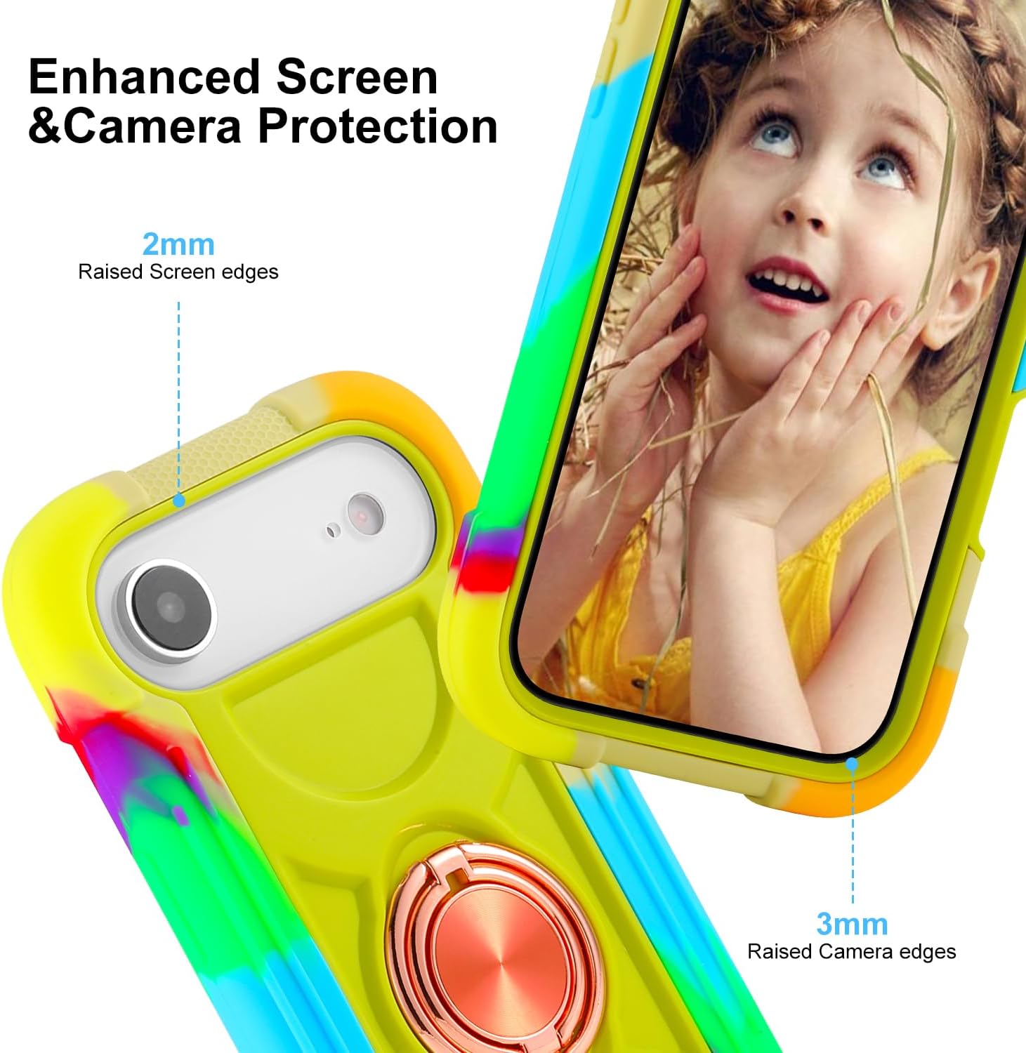 MARKILL Compatible with iPhone Air Case 6.5 Inch 2025 with 360 Degree Rotate Ring Stand, Military Grade Drop Protection Full Body Rugged Protective Case Kids