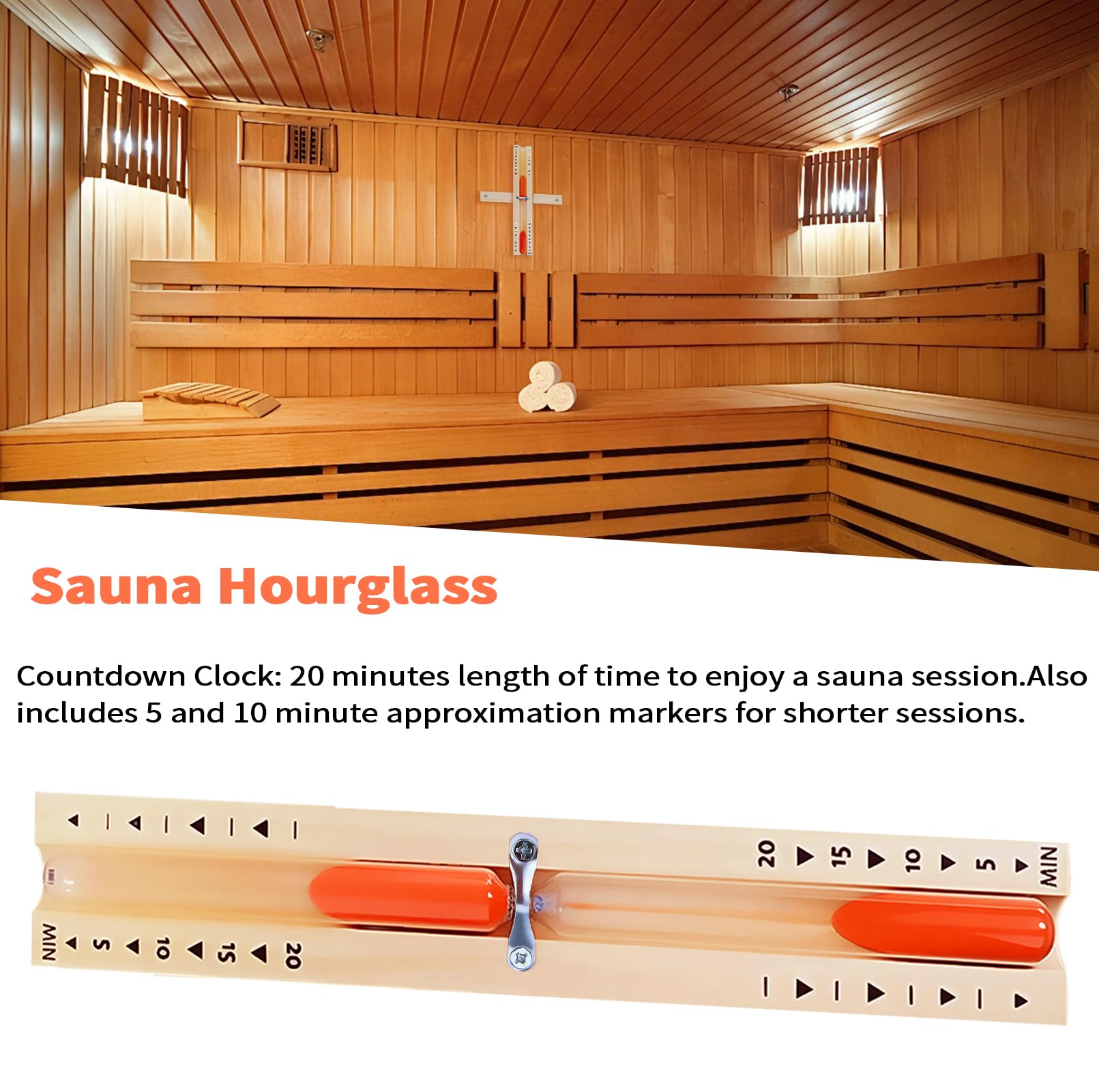 Sauna Sabbia Timer,sabbia sauna timer 20 minuti,Clessidra in Legno Sauna,Clessidra per sauna da 15 minuti,clessidra sauna,Clessidra per Sauna in Legno,Sand Clock timer,Clessidra sauna (Arancione)
