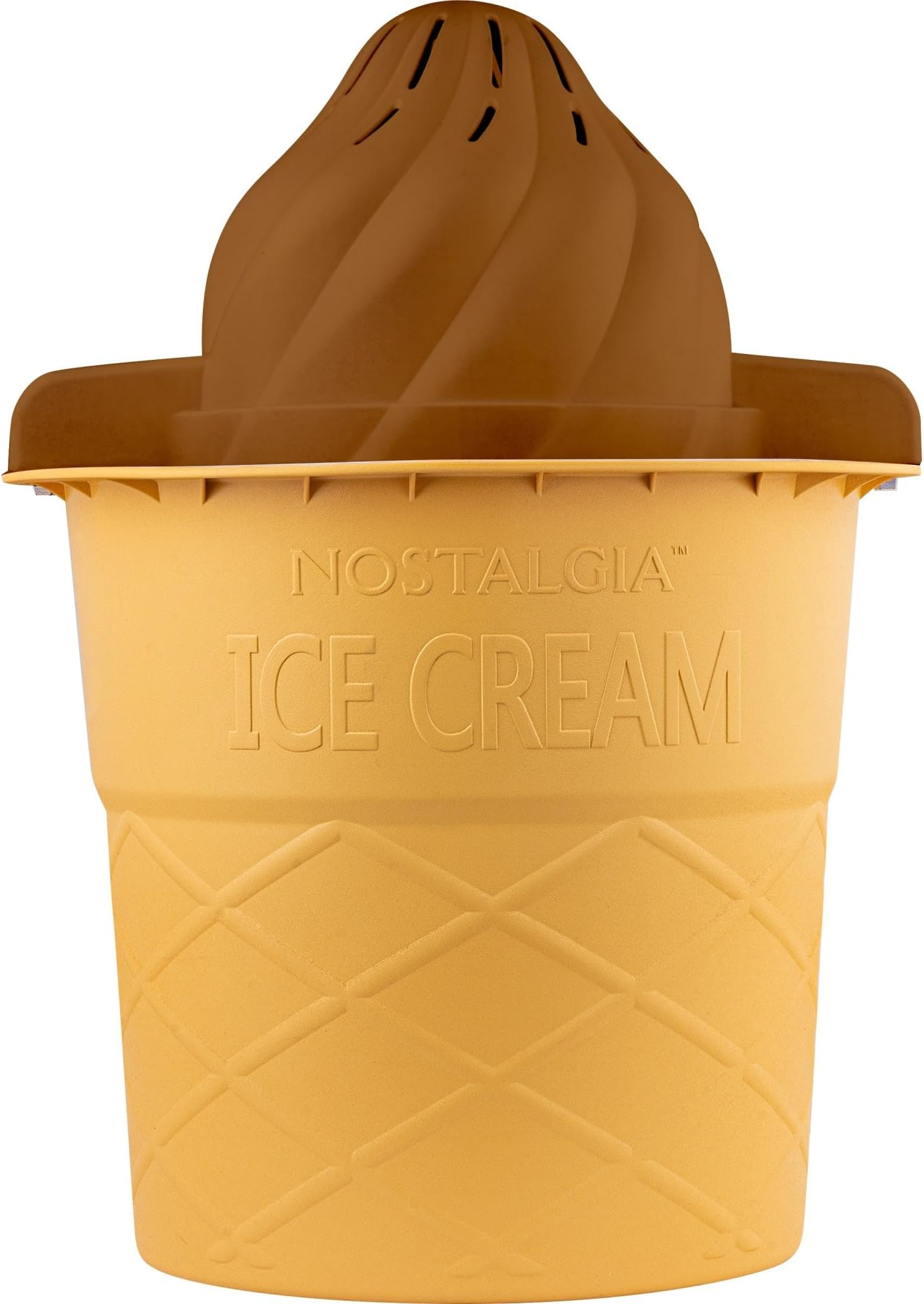 Nostalgia Electric Ice Cream Maker - Old Fashioned Soft Serve Ice Cream Machine Makes Frozen Yogurt or Gelato in Minutes - Fun Kitchen Appliance - Brown - 4 Quart