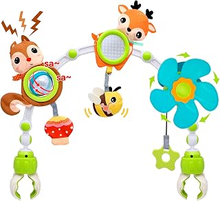 Car Seat Toys Newborn Toys, Stroller Arch Toys with Teether/Windmill/Rattle for 0 3 6 9 12 Months Baby Crib/Bassinet, Best Gift for Toddlers' Senses, Brian and Motor Skills Development(Magical Forest)