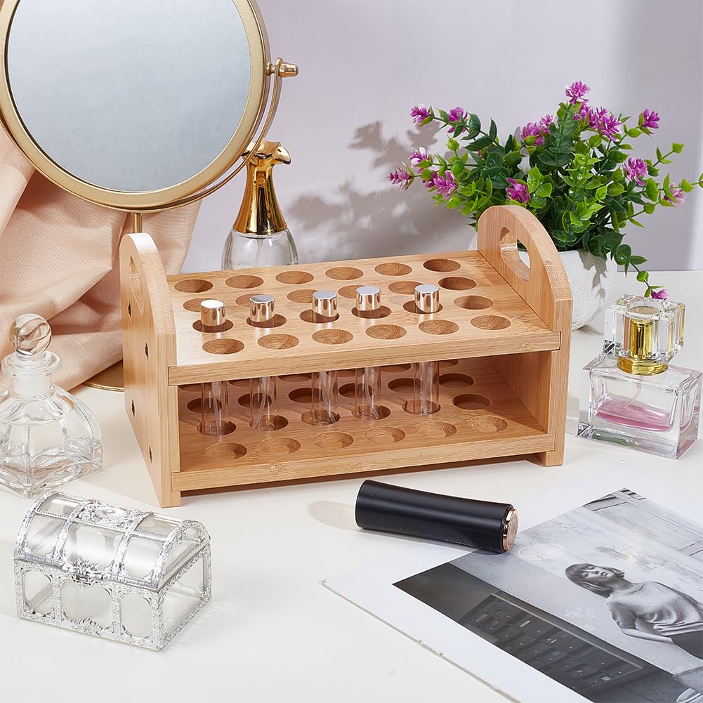 OLYCRAFT Rollerball Parfüm Organizer 24 Fach Parfüm Aufbewahrungshalter Aus Holz Aufbewahrung von Schönheitsdüften Make Up Lipgloss Lippenstift Vitrine Kommode Organizer Für Schlafzimmer