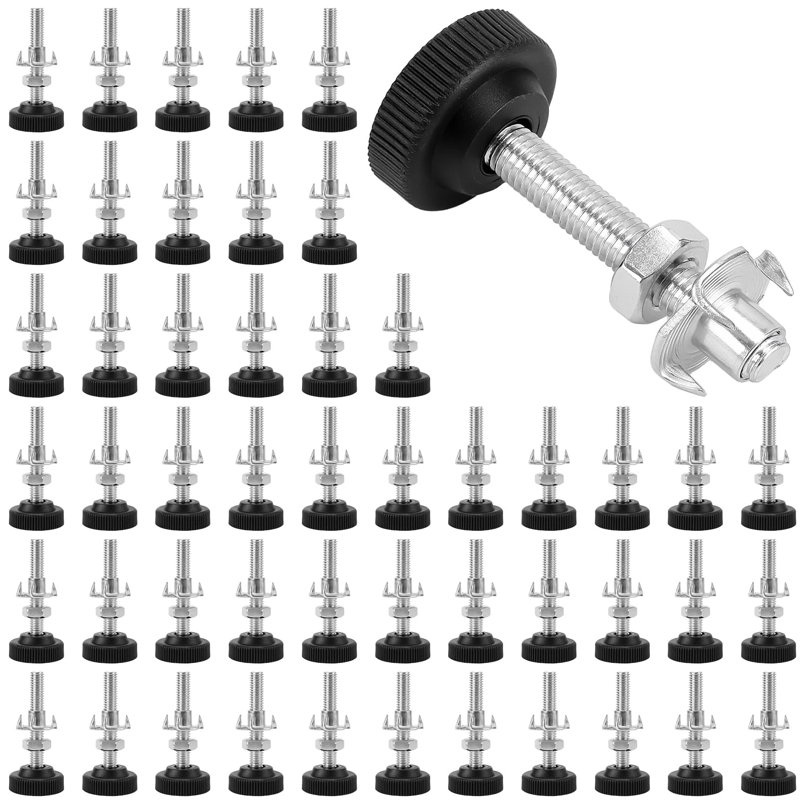TAICHEUT 50PCS Adjustable Levelling Feet M8 x 50mm, Heavy Duty Furniture Levelers, Anti-Slip Table Leg Extenders for Uneven Floors