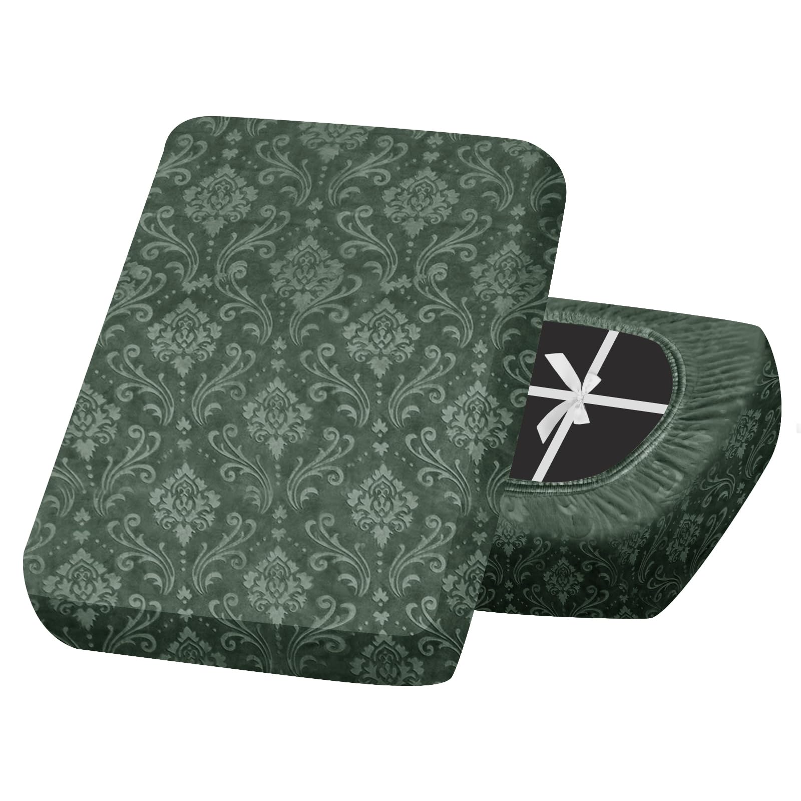SYLC Sofa Seat Cover Velvet Embossed, Non Slip Stretch Sofa Cushion Covers with 4-ties, Fitted Sofa Cover for Settee/Couch/Caravan/Motorhome (Mint green,1pc 1-Seat)