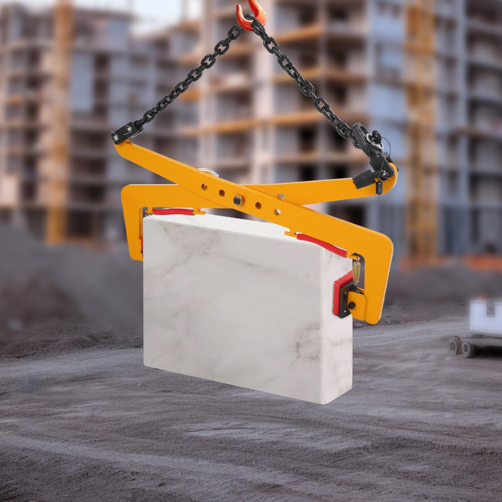 BANLICALI Lifting Clamps 500KG, Heavy Duty Stone Lifting Clamps Jaw Opening Up to 27.56 inch, Adjustable Lifting Pliers Vertical Steel Plate Clamp Lifter for Curbstones, Marble, Granite Yellow+Black