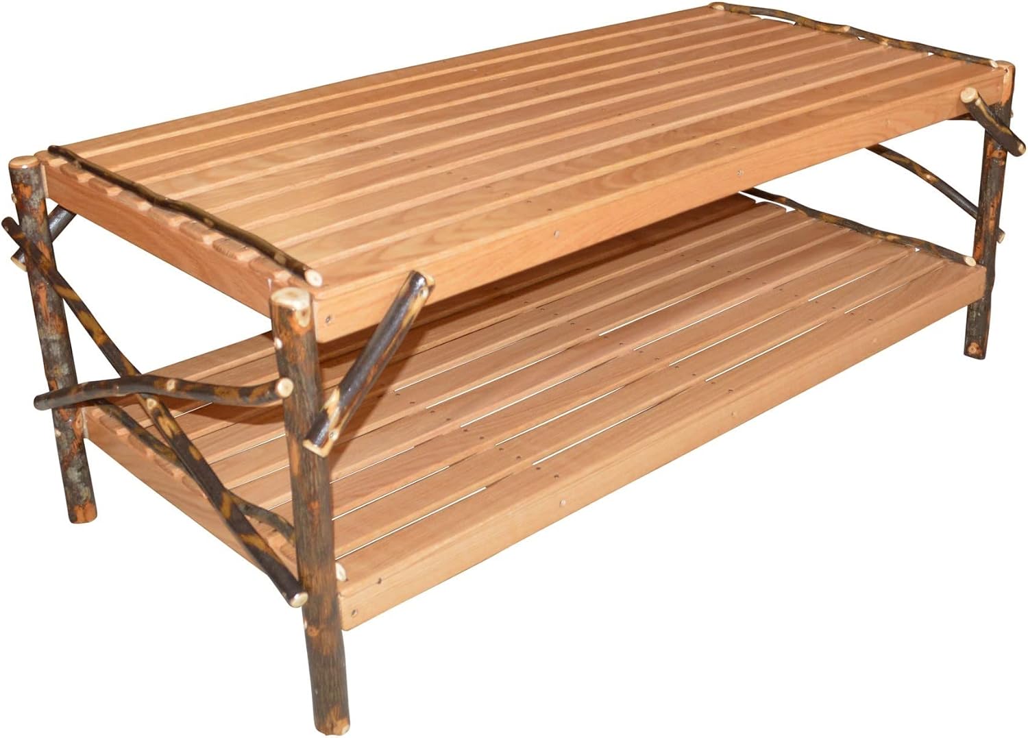 Furniture Barn USA Hickory Coffee Table with Shelf, Natural Finish