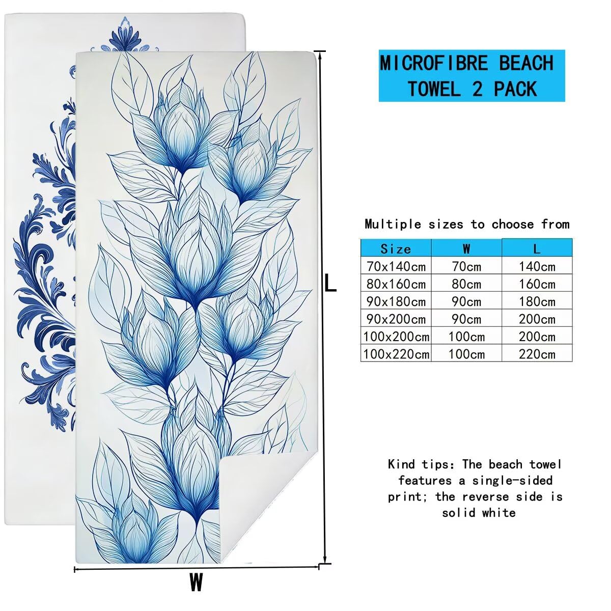 Strandtuch Mikrofaser Handtücher Groß 90x200cm 2er Set, Schnelltrocknend Saunahandtuch Fitness Handtuch Einfach, Saugfähig Badetuch Sporthandtuch, Sandfrei Strandtuch XXL, Geschenke für Frauen -4450