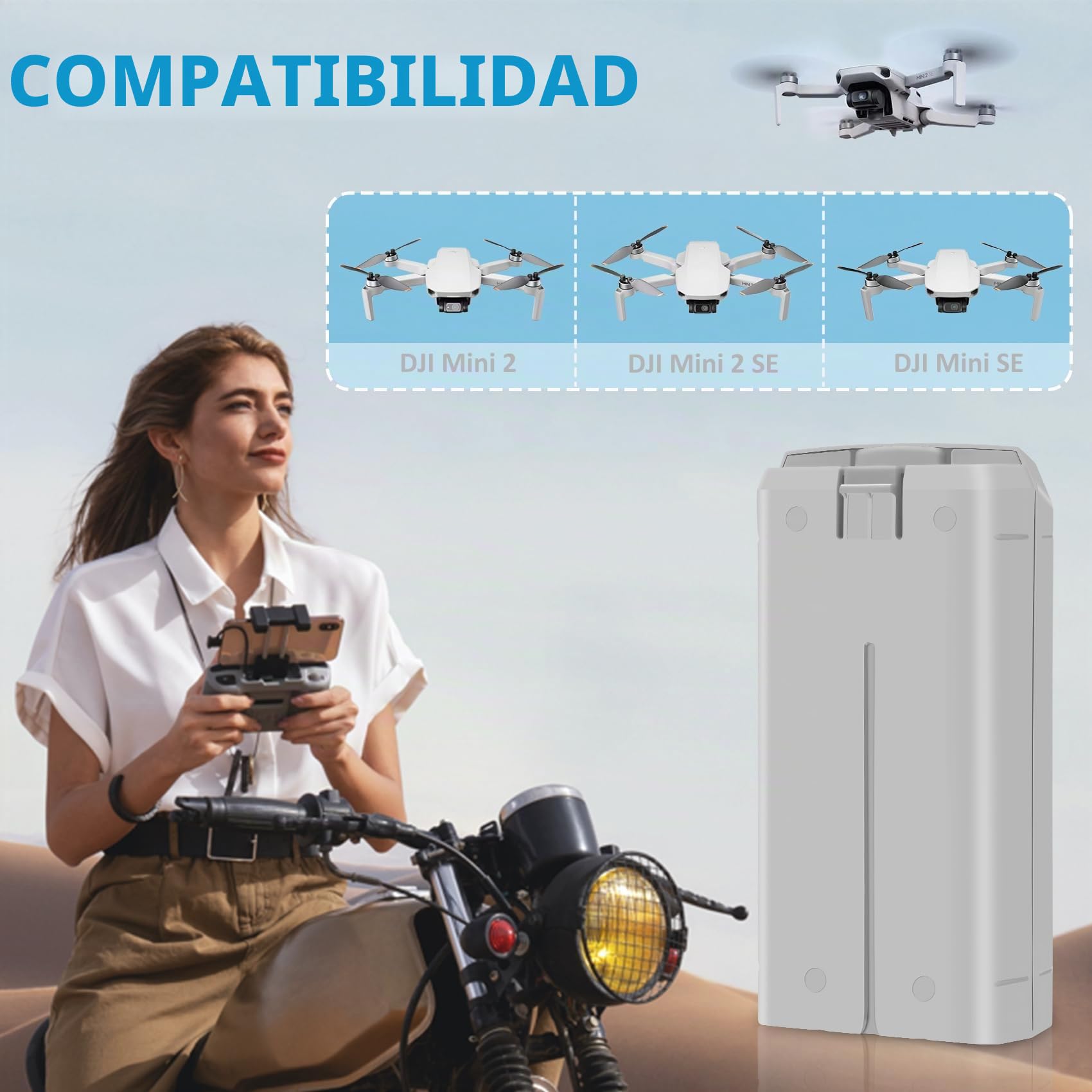 Fantayso Smart Flight Mini 4K/Mini 2 Batería 1 Pack 2400mAh Capacidad 31 Minutos Tiempo de Vuelo Máximo Compatible con DJI Mini 4K Mini 2 SE, Mini 2, Mini SE