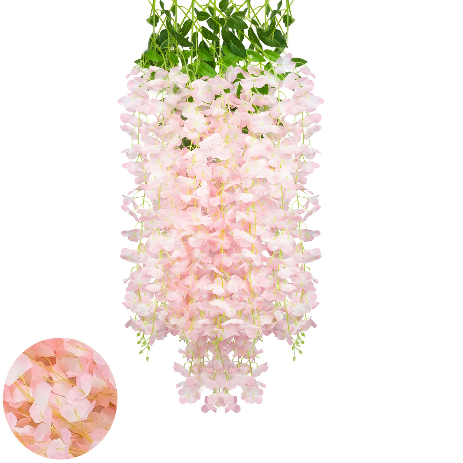 Luerbi 5 Pack Light Pink Wisteria Hanging Flowers Garland, 3.77 Feet Artificial Flower Vines, Fake Wisteria, Artificial Vines Hanging Garland for Backdrop Outdoor Yard Garden Decor — image 1