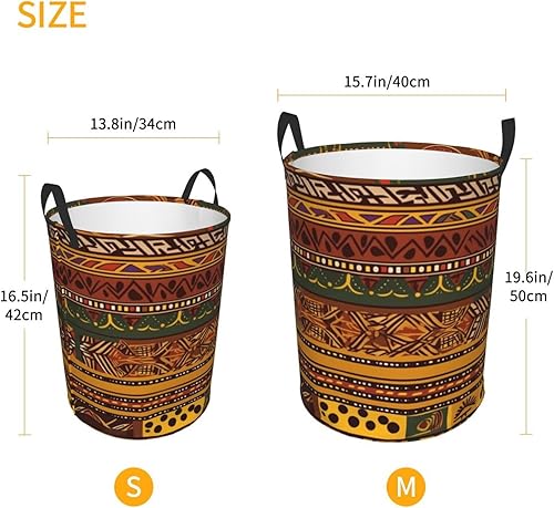 Miniatura 5 de Cesta circular con patrones nacionales africanos impresos, impermeable, cesta organizadora de lavandería, con asas para ropa, juguetes, tamaño
