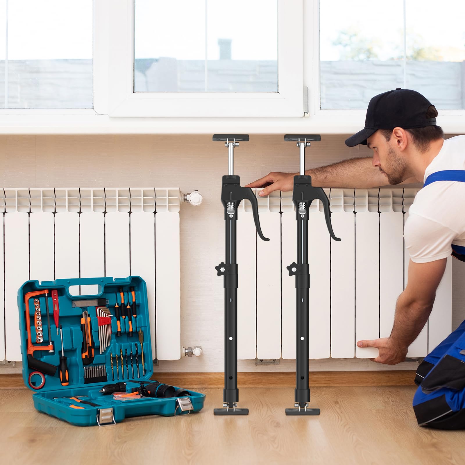 Third Hand Support Pole Heavy Duty, Cabinet Jacks for Installing Cabinets with 200 LBS Capacity and Expand from 23-3/5 to 45-3/10 in, 4-PC — Amazon image 7