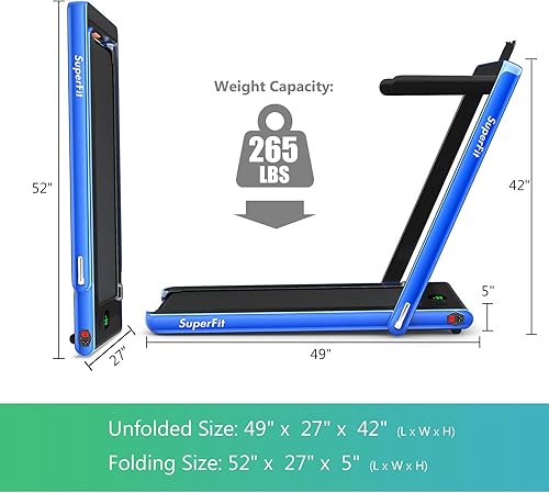 Miniatura 6 de GYMAX Caminadora plegable 2 en 1, máquina de correr para debajo del escritorio con monitor LED y control de aplicación inteligente, caminadora