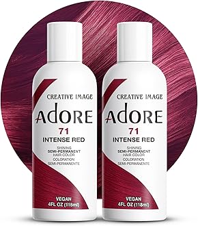 Adore Semi Permanent Hair Color - Vegan and Cruelty-Free Hair Dye - 4 Fl Oz - 071 Intense Red (Pack of 2)