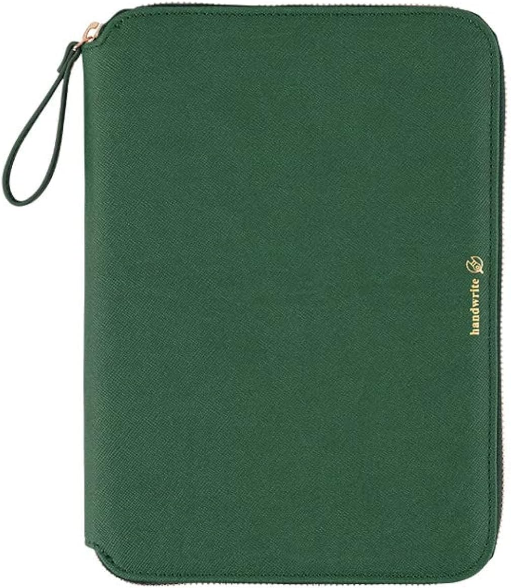 Hobonichi Techo Cousin Cover A5 Size Deep Green PU Faux Leather Zipper Planner Cover
