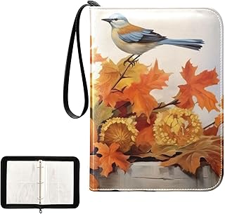 Pumpkin Fall Waterproof Trading Card Binder,400-Pocket Trading Album Display Holder,Display Case with Card Sleeves Set for Soccer Card,Gaming Cards,and Other TCG 2011697