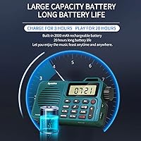 Vista 3 de Portable AM/FM Radio, Digital Radio Recorder, Bluetooth 5.0, Alarm and Sleep Function, 12/24H Time Display with Large Digital Display Verde