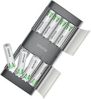 Vista 1 de imuto Rechargeable aa Batteries with Charger, 2000mWh aa Lithium Batteries 8 Pack, 8 Slot Slim Lithium aa Battery Charger, 1.5V 2A Output, 1600+