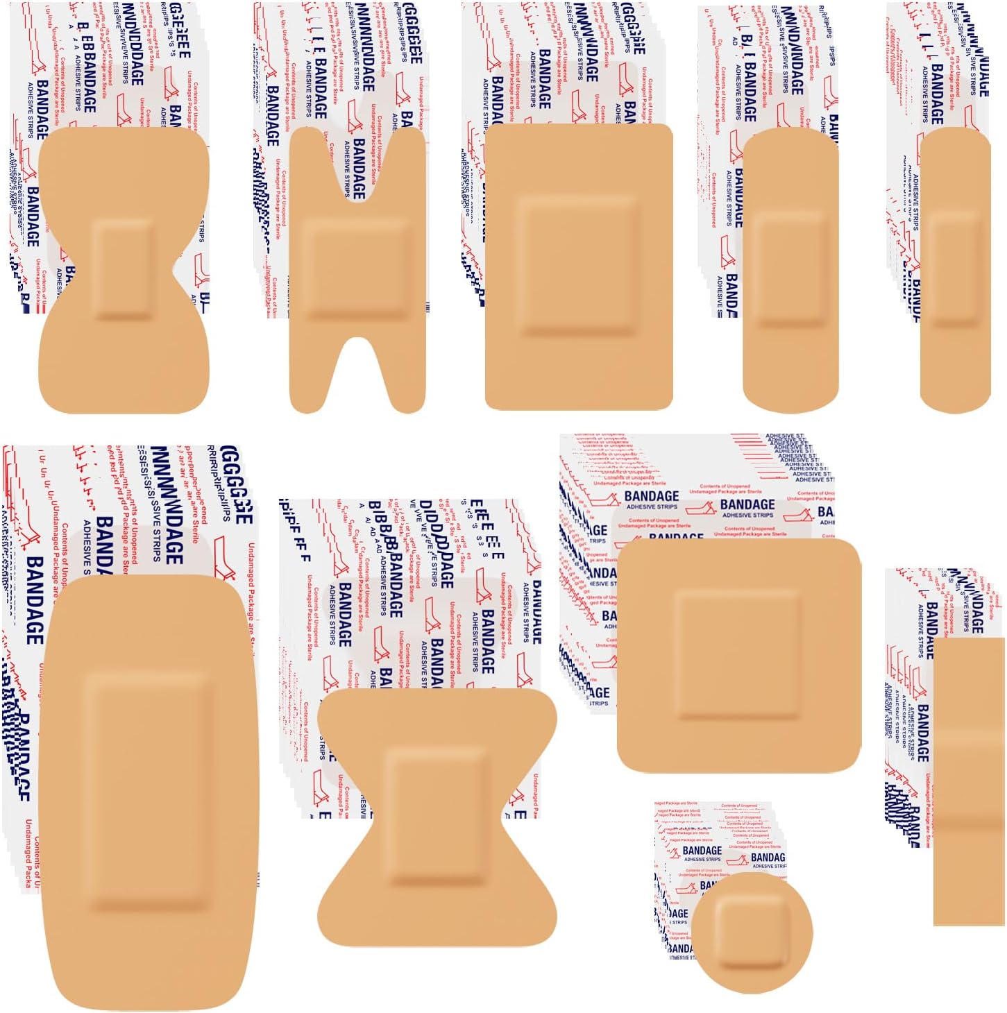 Assorted Bandage Variety Pack - 800 Pcs, Waterproof & Breathable Large Adhesive Bandage Bulk Pack for First Aid Supplies and Wound Protection (10 Styles)
