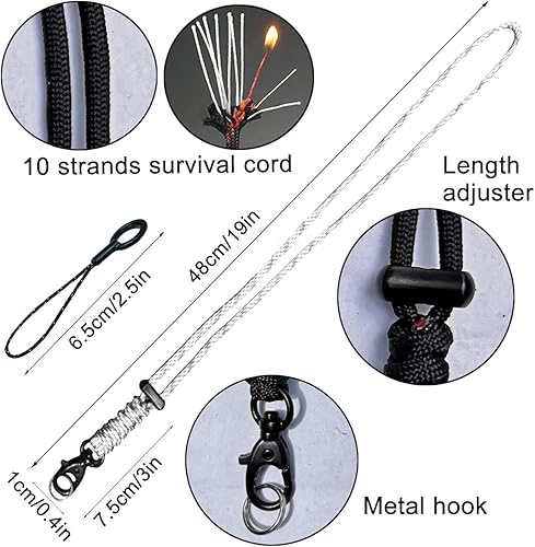 Miniatura 2 de BSGB Cordón de paracaídas con gancho de metal duradero de supervivencia 550 cordón para llavero, correa de muñeca, cuerda de paracaídas, insignia