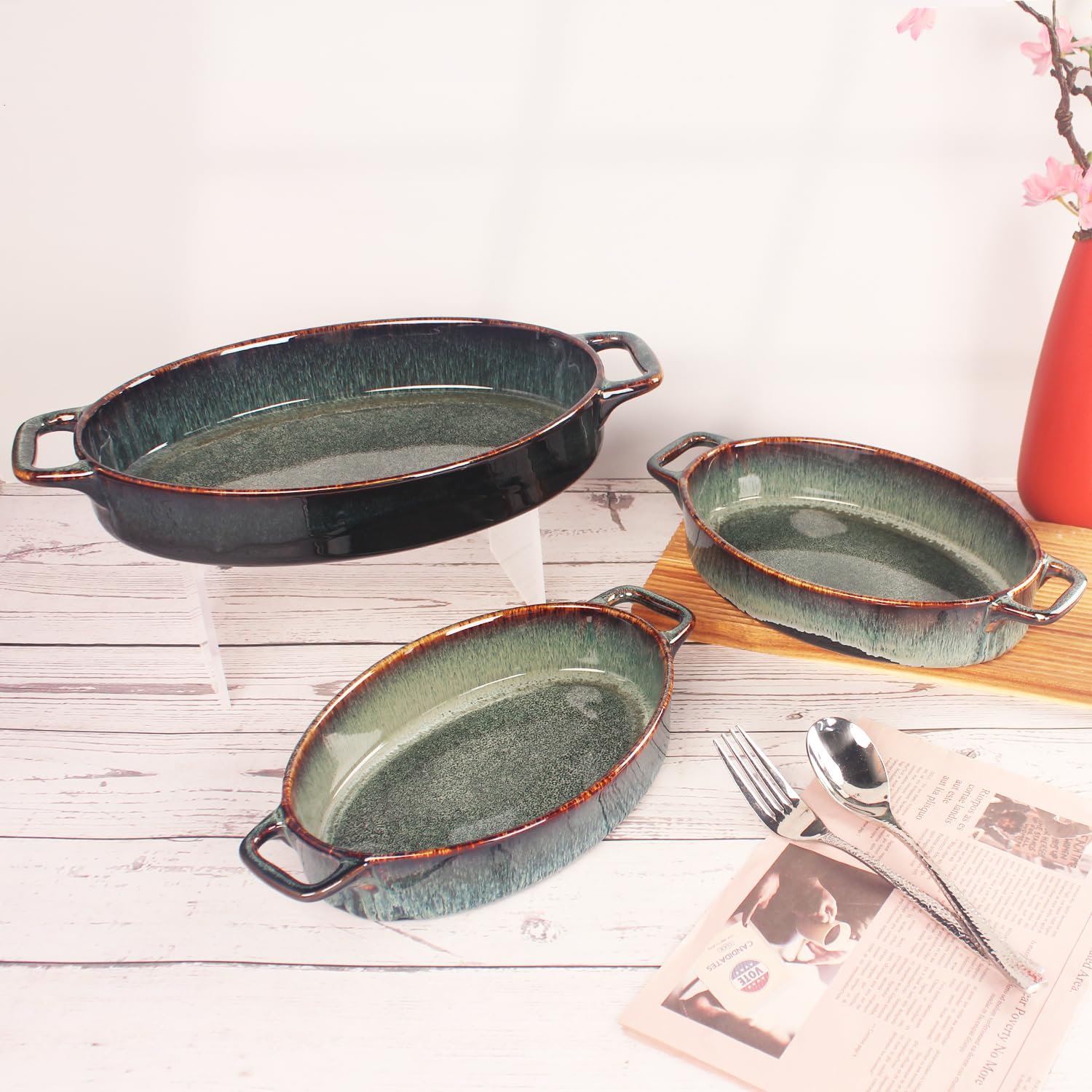 LIUYWYHCF Ceramic Baking Dish - 1.4 Qt Rectangular Casserole, Oven & Dishwasher Safe - View #3