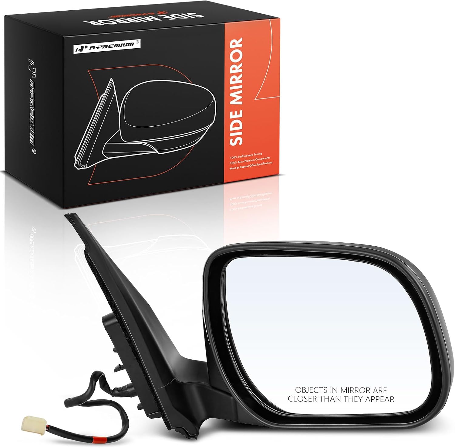 A-Premium Passenger Side Power Door Mirror Compatible with Toyota RAV4 2009 2010 2011 2012 - Non-Heated (Without Turn Signal) Manual Folding Black Outside Rear View Mirror - Replace# 87908-0R010