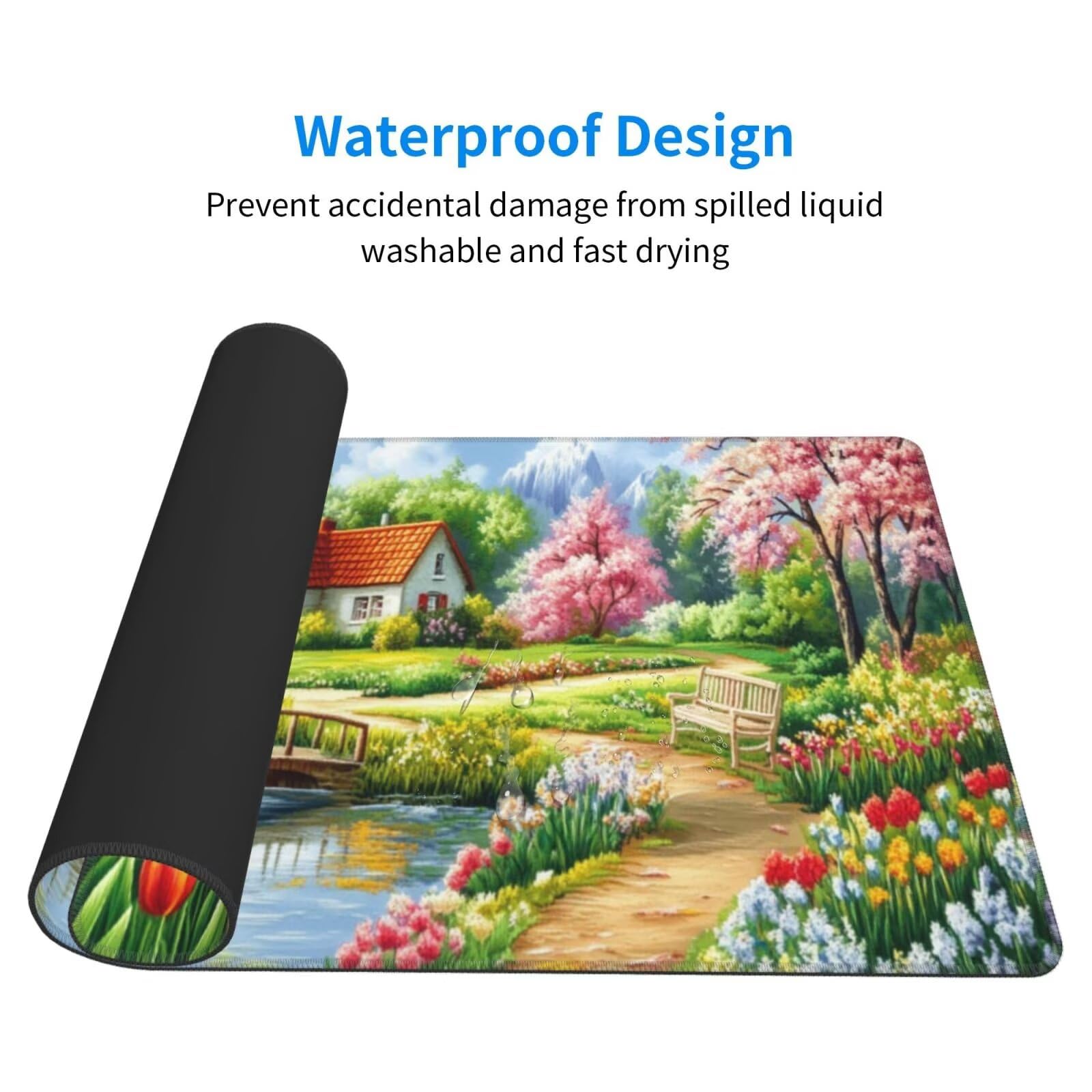 Zielona podkładka pod mysz XXL krajobraz mata na biurko 1600 x 800 x 3 mm zmywalna podkładka do gier na laptopa, z antypoślizgową gumową podstawą do gier, PC, pracowników biurowych Y1357