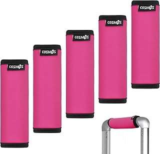 Cosmos 5 Pcs Hot Pink Color Comfort Neoprene Handle Wraps/Grip/Identifier for Travel Bag Luggage Suitcase Travel Bag Laptop Computer Tote Briefcases