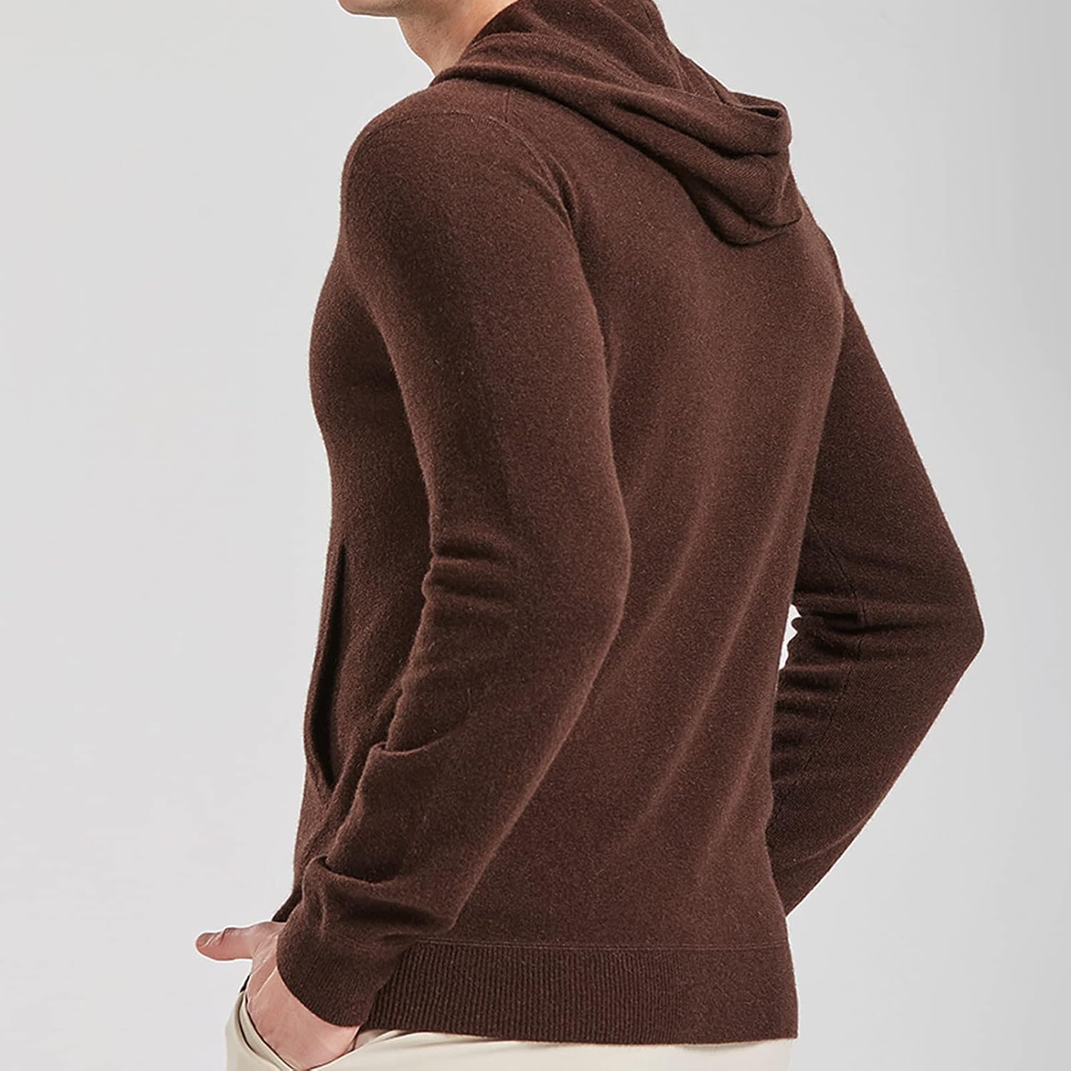 GreenMount Cashmere Sweater for Men Essential Base Hoodie Long Sleeve Pullover Sweater with Pocket - Image 3