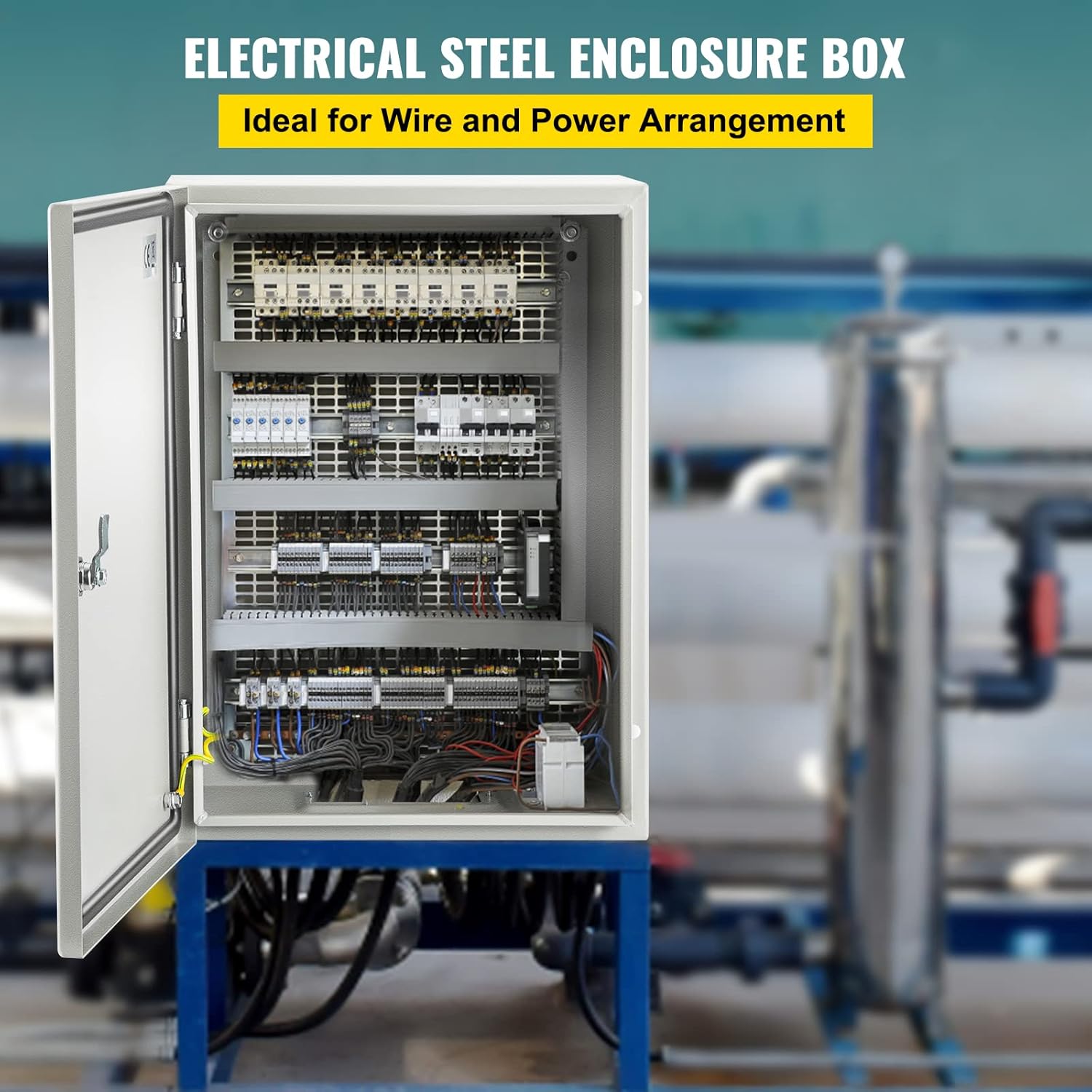 VEVOR NEMA Steel Enclosure, 16 x 12 x 8'' NEMA 4X Steel Electrical Box, IP66 Waterproof & Dustproof, Outdoor/Indoor Electrical Junction Box, with Mounting Plate