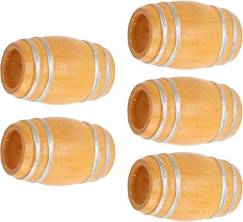 Miniatura 5 de Barril de cerveza de madera en miniatura, simulación 112 con textura ligera, delicada, 5 piezas de barril de vino en miniatura para casa de muñecas