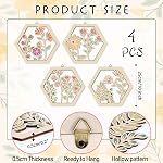 IARTTOP 4 PCS Boho Flower Wall Art Aquarelle Wildflower Mur suspendu en bois Décor pour salon 8"*10" Inches Rose Beige mur esthétique en bois suspendu Floral botanique Art pour chambre à coucher